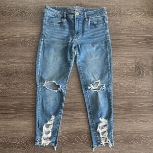 American Eagle Outfitters Jegging Crop Ripped Ankle Jeans